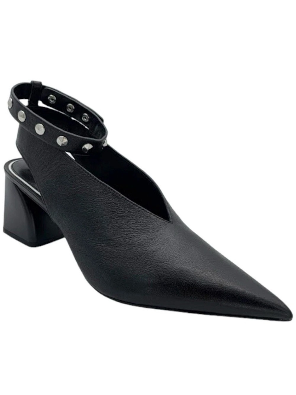 rag & bone Black Pointed Toe Studded Ankle-Strap Pump